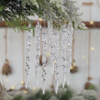 Clear Plastic Christmas Tree Icicle Ornaments, Set of 12 - product view 2