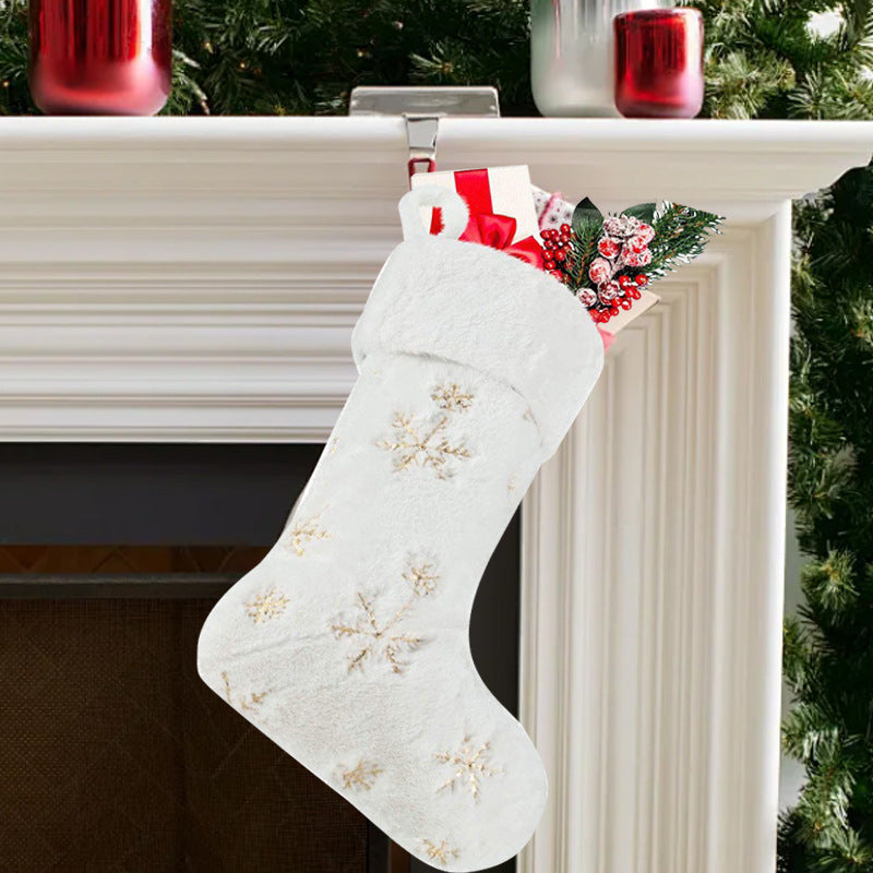 Snowflake Faux Fur Christmas Stocking, 40 cm - product view 5