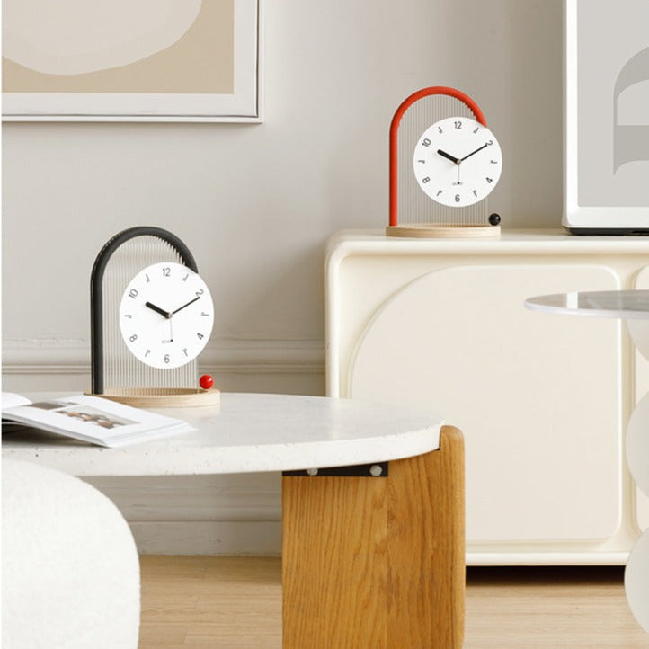 Modern Arch Desk Clock, Silent MDF and Acrylic Table Clock - product view 7