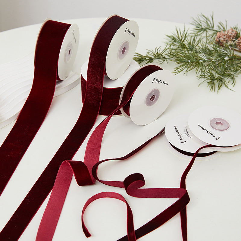 Burgundy Velvet Craft Ribbon, 4.5 m × 2.5 cm - product view 3