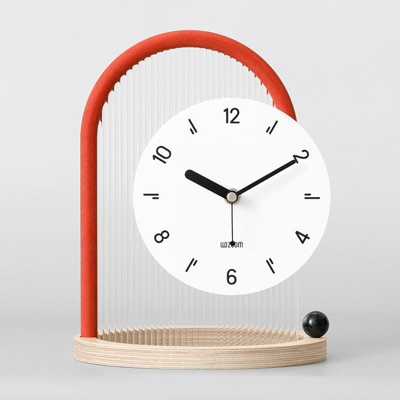 Modern Arch Desk Clock, Silent MDF and Acrylic Table Clock - product view 1