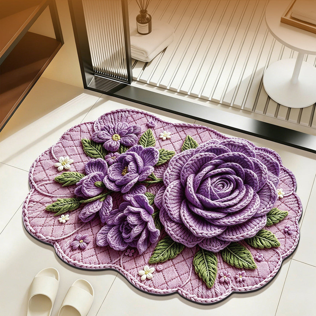 Floral Area Rug with Soft Fabric and Non-Slip Backing - product view 1