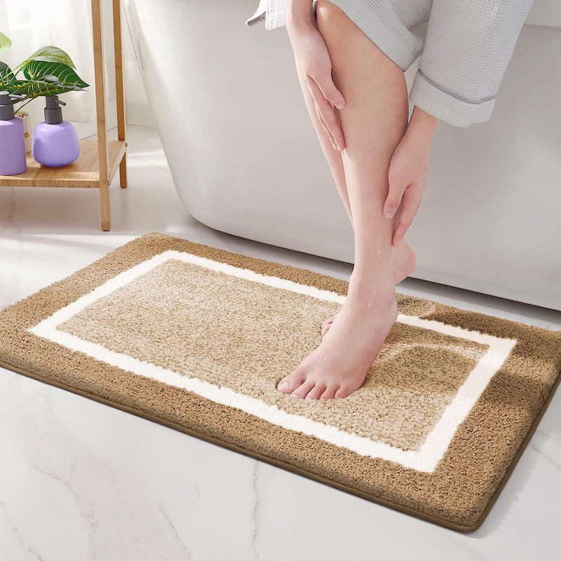 Plush Border Bathroom Mat, Quick-Drying and Washable - product view 5