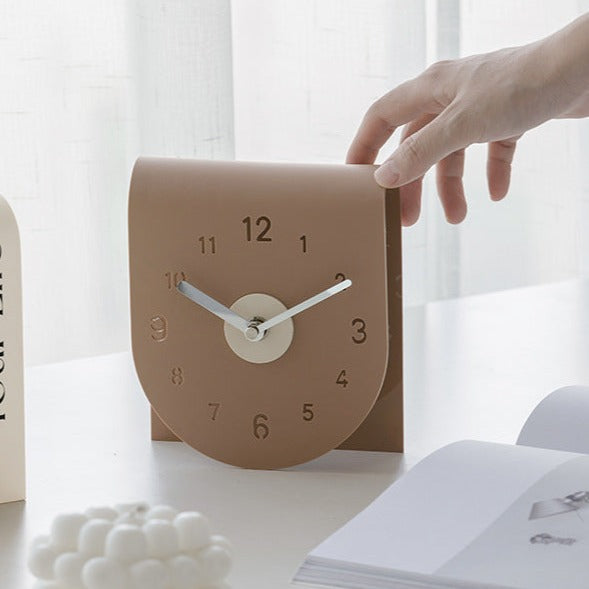 Silent Sculptural Desk Clock with Folded Design - product view 3