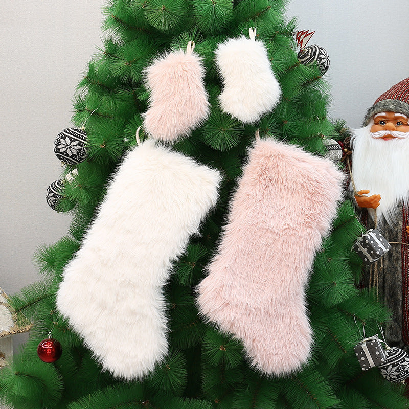 Plush Faux Fur Christmas Stocking with Hanging Loop, 48 cm - product view 5