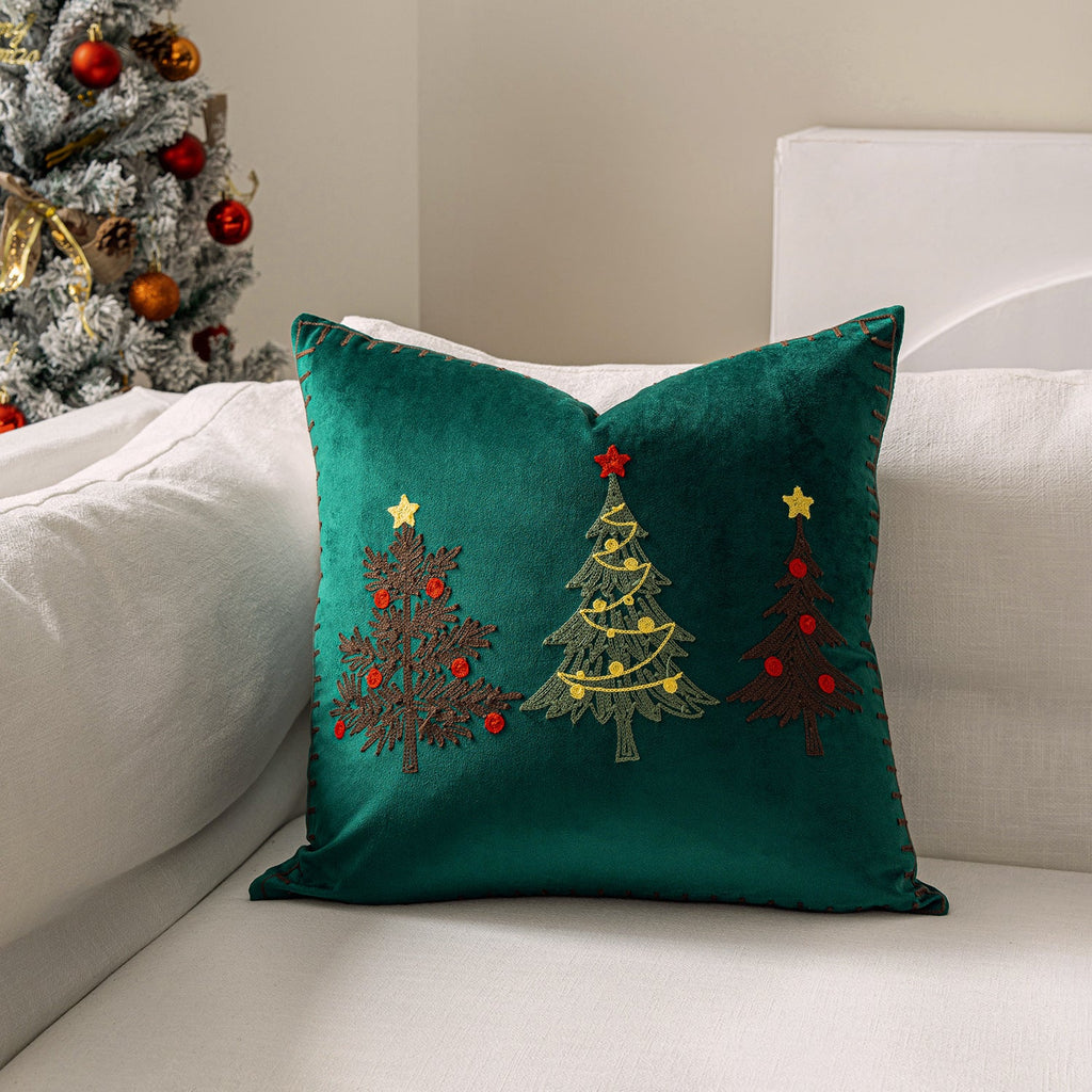 Embroidered Christmas Tree Pillow Cover, 45.01 × 45.01 cm - product view 1