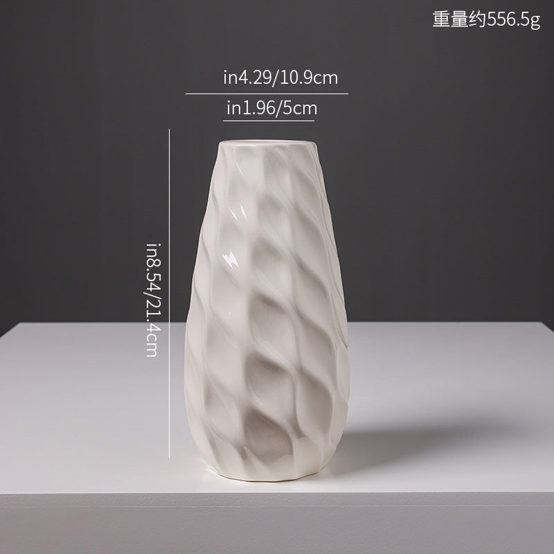 Textured White Ceramic Flower Vase – product image 3