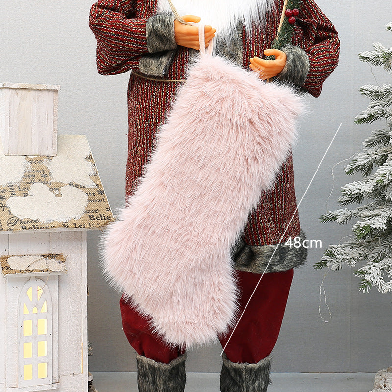 Plush Faux Fur Christmas Stocking with Hanging Loop, 48 cm - product view 9