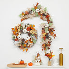 Autumn Floral Wreath with Leaves and Pumpkin Details, 60 cm - product view 3