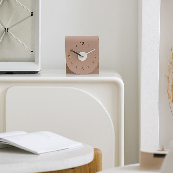 Silent Sculptural Desk Clock with Folded Design - product view 4