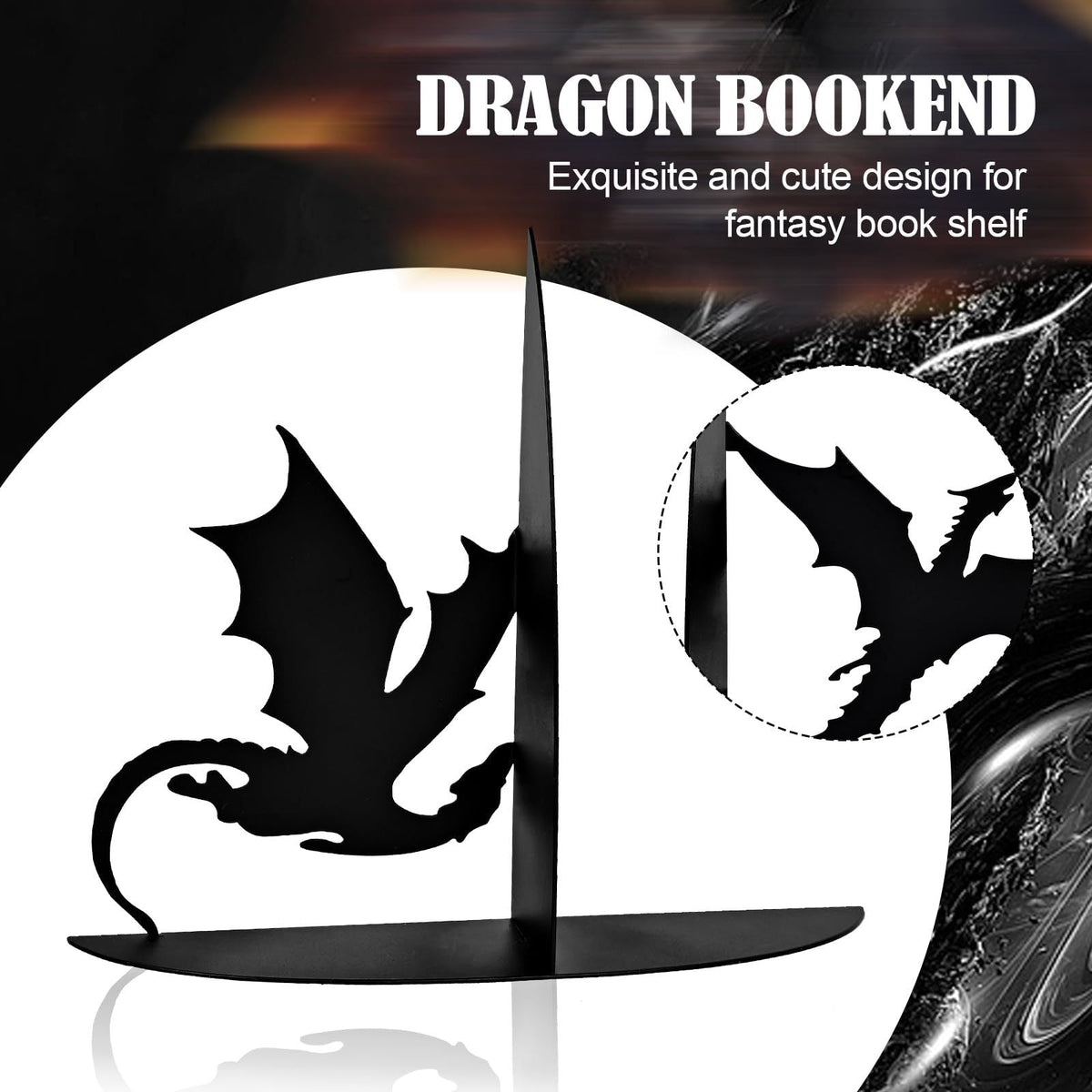 Dragon Silhouette Metal Bookends – product image 2