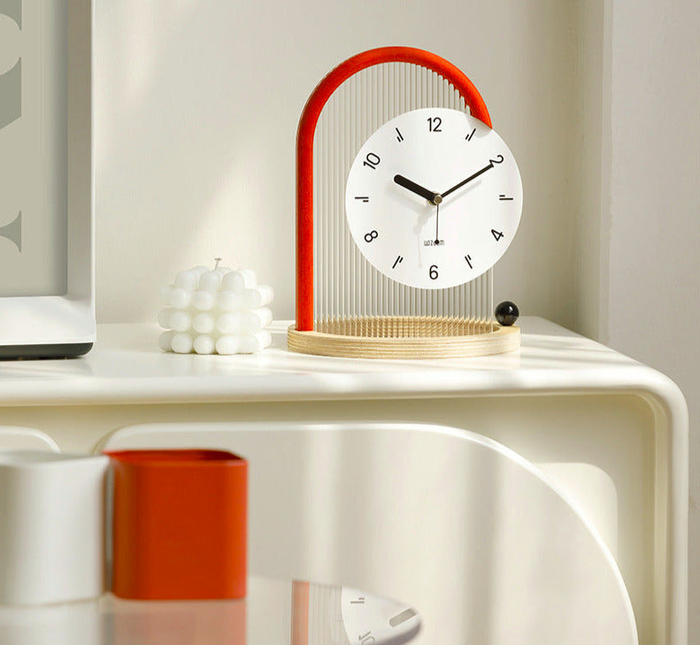 Modern Arch Desk Clock, Silent MDF and Acrylic Table Clock - product view 4