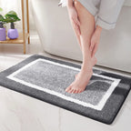 Plush Border Bathroom Mat, Quick-Drying and Washable - product view 2