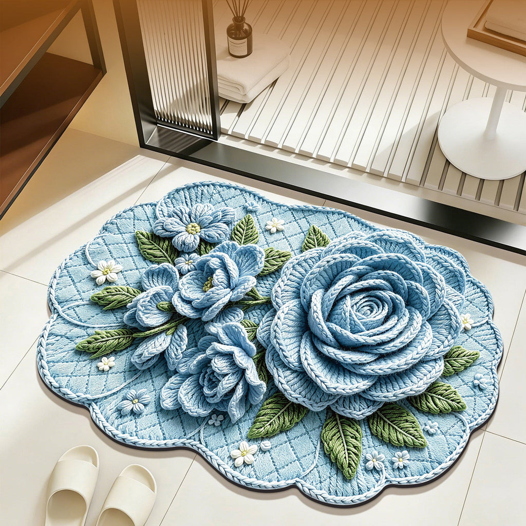 Floral Area Rug with Soft Fabric and Non-Slip Backing - product view 3