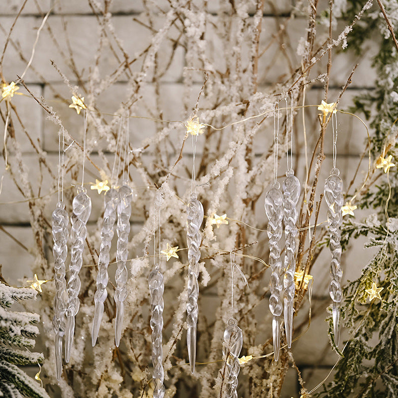 Clear Plastic Christmas Tree Icicle Ornaments, Set of 12 - product view 5