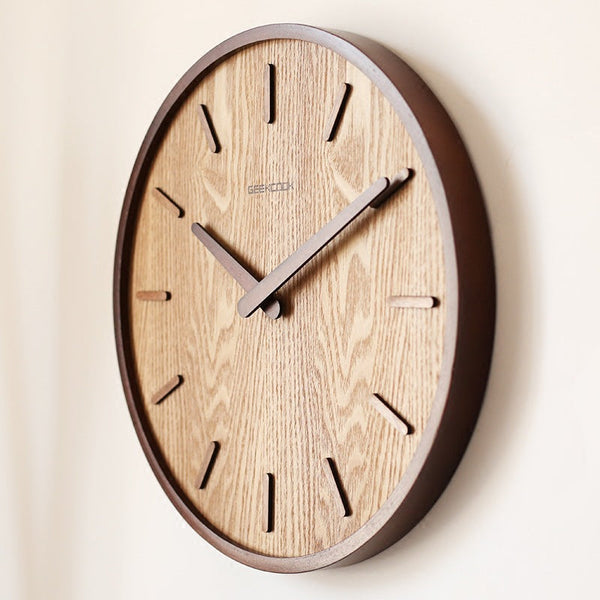 Minimalistic Quiet Wooden Wall Clock 12 Inch