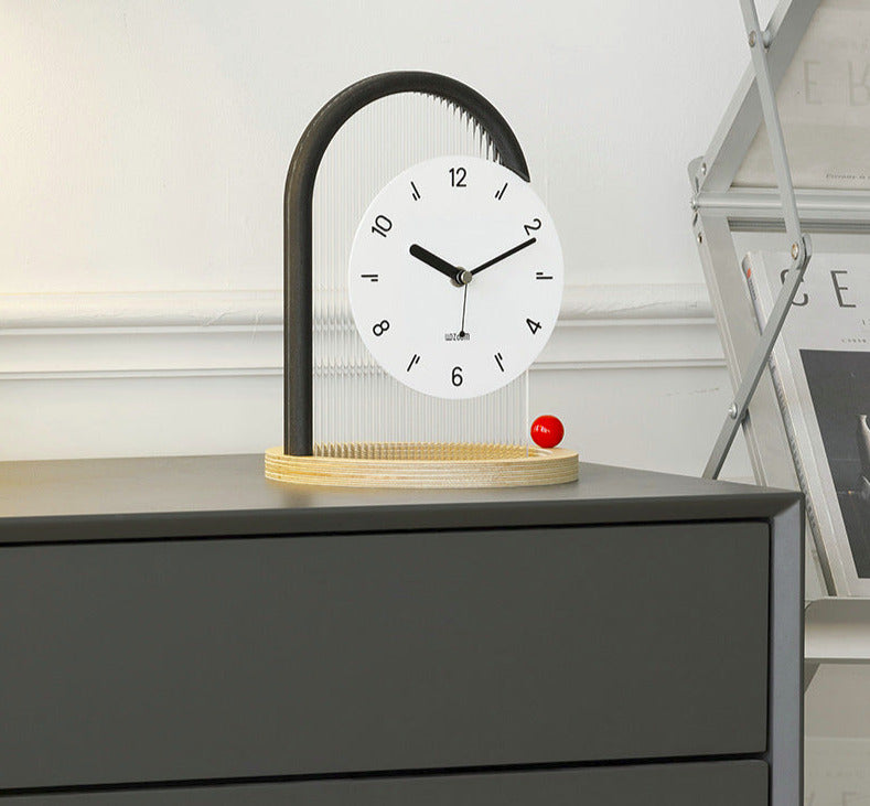 Modern Arch Desk Clock, Silent MDF and Acrylic Table Clock - product view 6