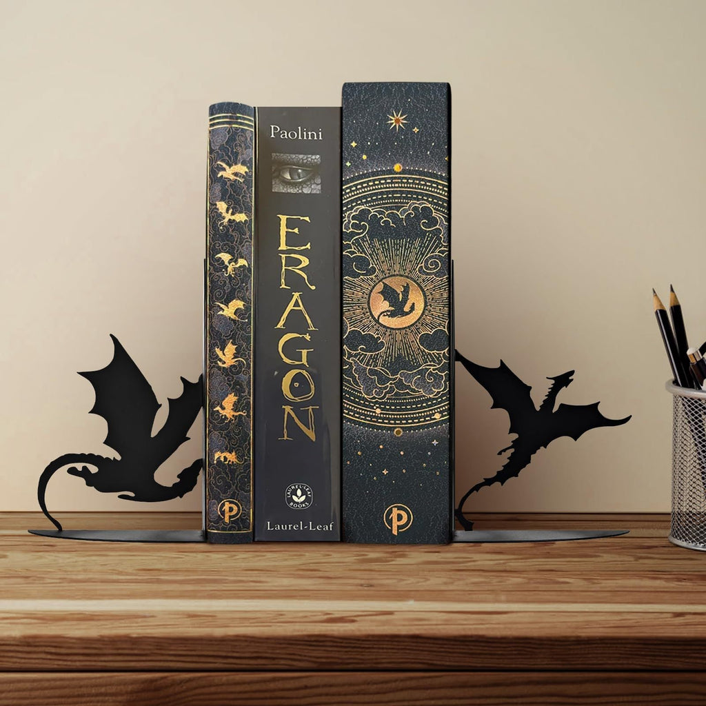 Dragon Silhouette Metal Bookends – product image 1