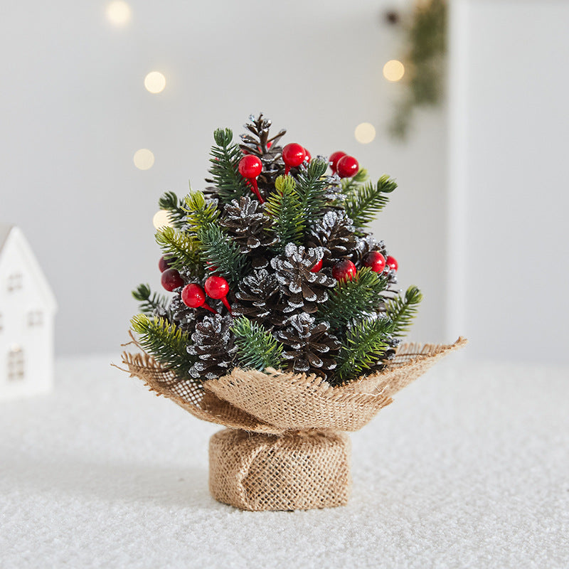 Artificial Snowy Pine and Red Berry Centrepiece, 28 cm - product view 3