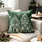 Embroidered Gingerbread House Christmas Pillow Cover, Square or Lumbar - product view 11