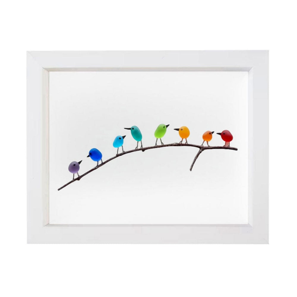 Coastal Bird Shadow Box Wall Art, Sea Glass and Driftwood — product view 2