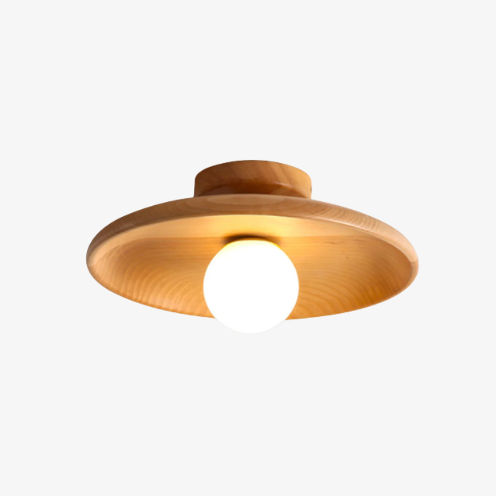 Wood-Shade LED Flush Ceiling Light, Scandinavian Style - view 2