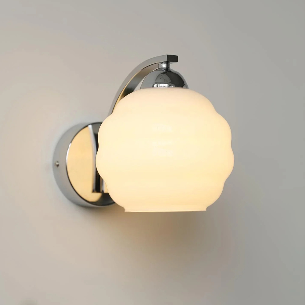 Ribbed Glass Globe Wall Sconce with Gold-Tone Fittings - view 27