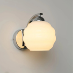 Ribbed Glass Globe Wall Sconce with Gold-Tone Fittings - view 27