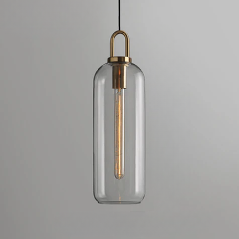 Glass Globe or Capsule Pendant Light with Brass Arch - view 27