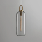 Glass Globe or Capsule Pendant Light with Brass Arch - view 27