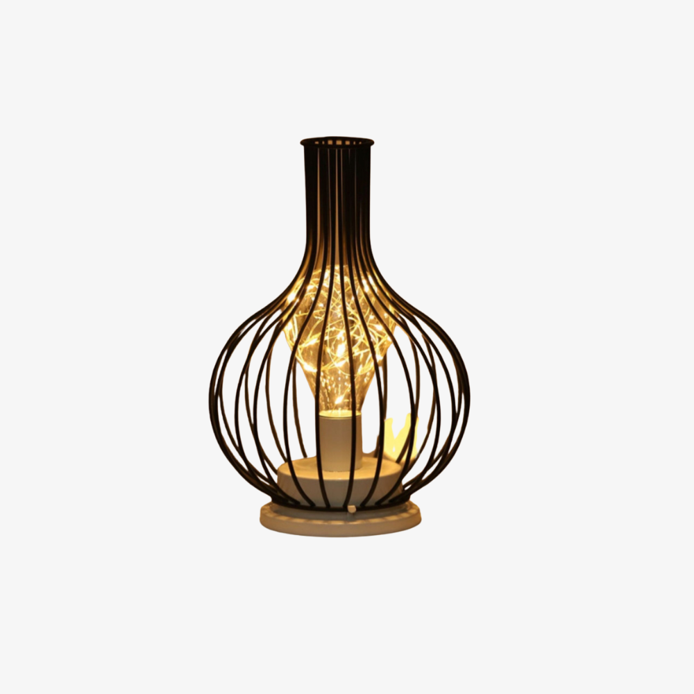 Bottle-Shaped Metal Table Lamp with Warm String Lights - view 2
