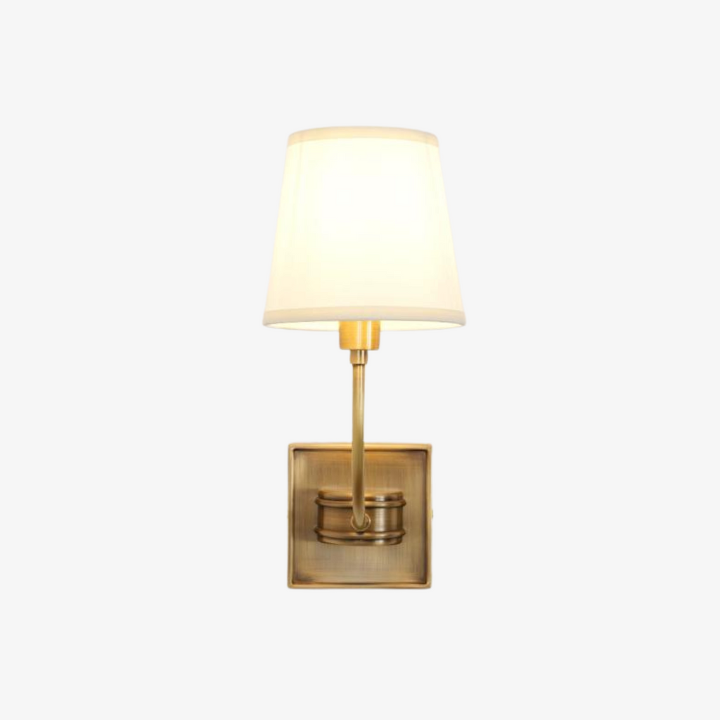 Natural Brass Wall Sconce with Fabric Shade - view 1