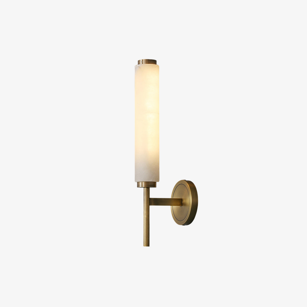 Alabaster Wall Sconce with Brass or Black Frame - view 2