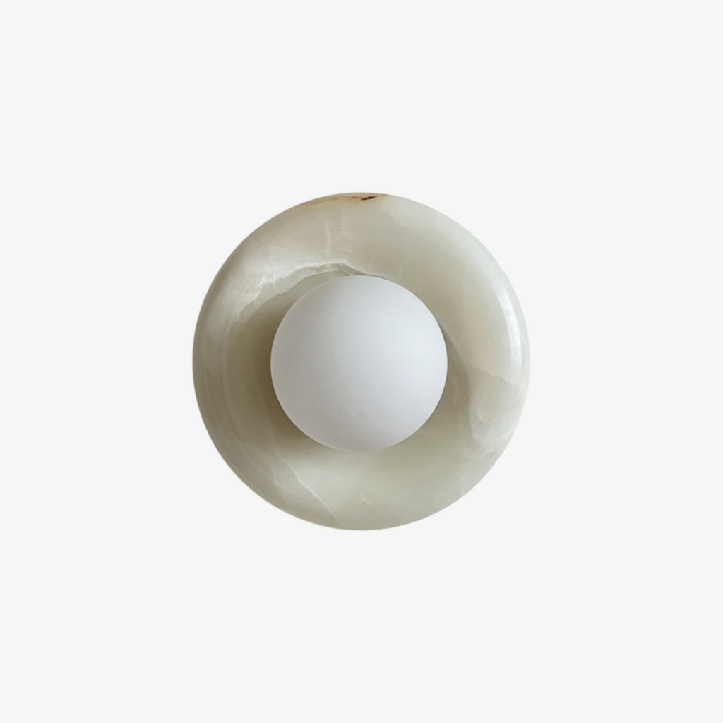 White Jade Wall Sconce with Glass Shade - view 1