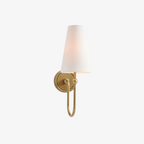 Antique Brass-Finish Wall Sconce with Fabric Shade - view 1