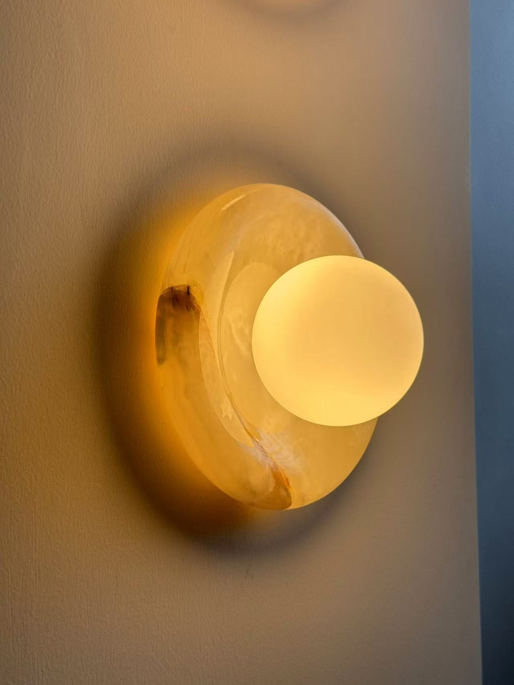 White Jade Wall Sconce with Glass Shade - view 3