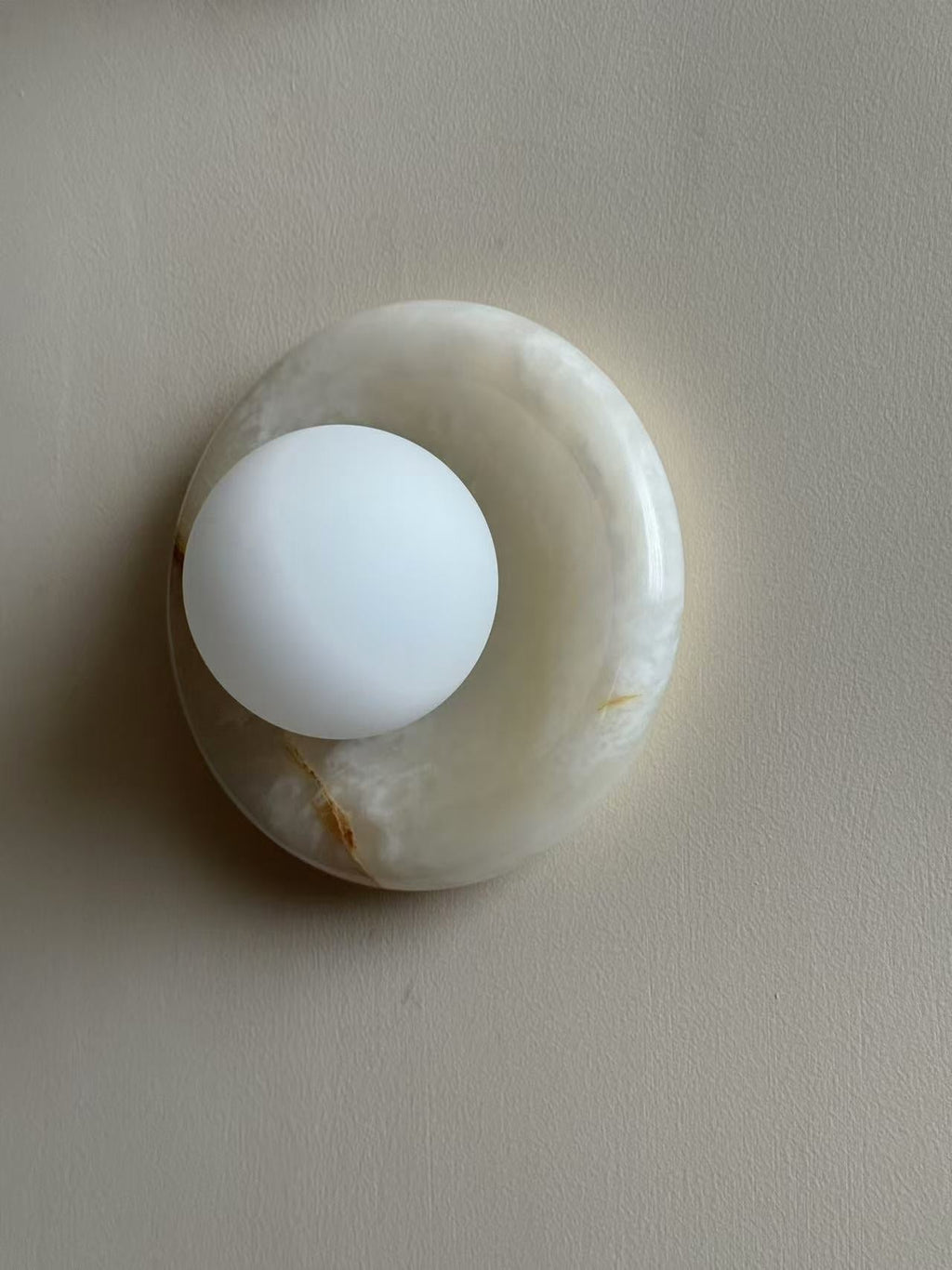 White Jade Wall Sconce with Glass Shade - view 4