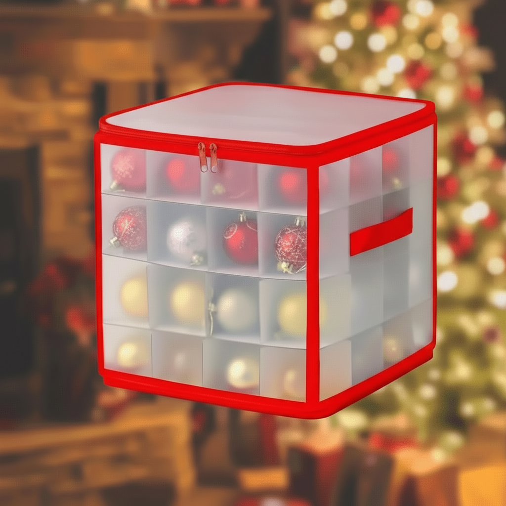 Ornament Storage Box Clear Plastic Christmas Decoration Organiser