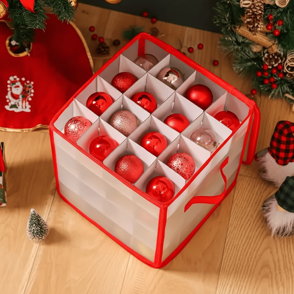 Ornament Storage Box Clear Plastic Christmas Decoration Organiser