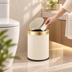 Oval Trash Can Press Top Compact Bathroom Home Storage