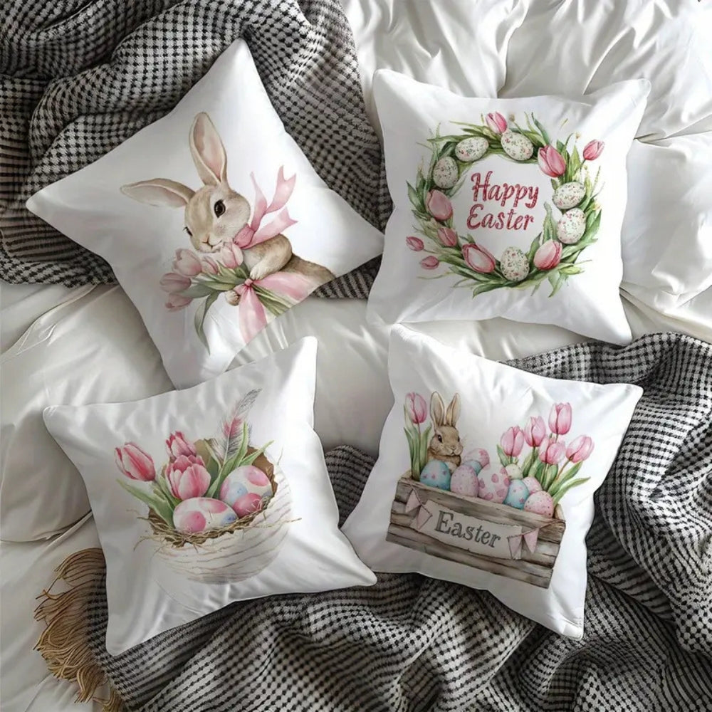 Spring Easter Cushion Covers, Set of 4 Floral Designs - product view 2
