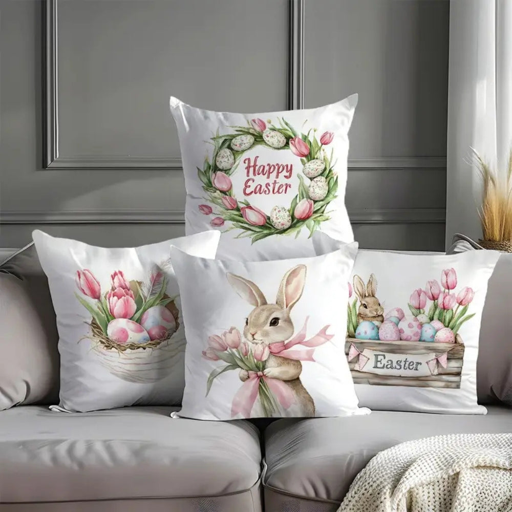 Spring Easter Cushion Covers, Set of 4 Floral Designs - product view 3