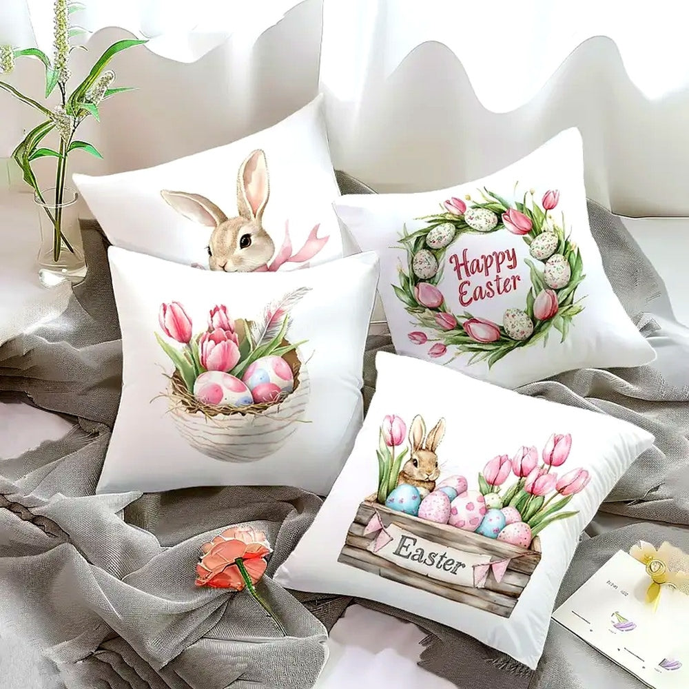 Spring Easter Cushion Covers, Set of 4 Floral Designs - product view 4