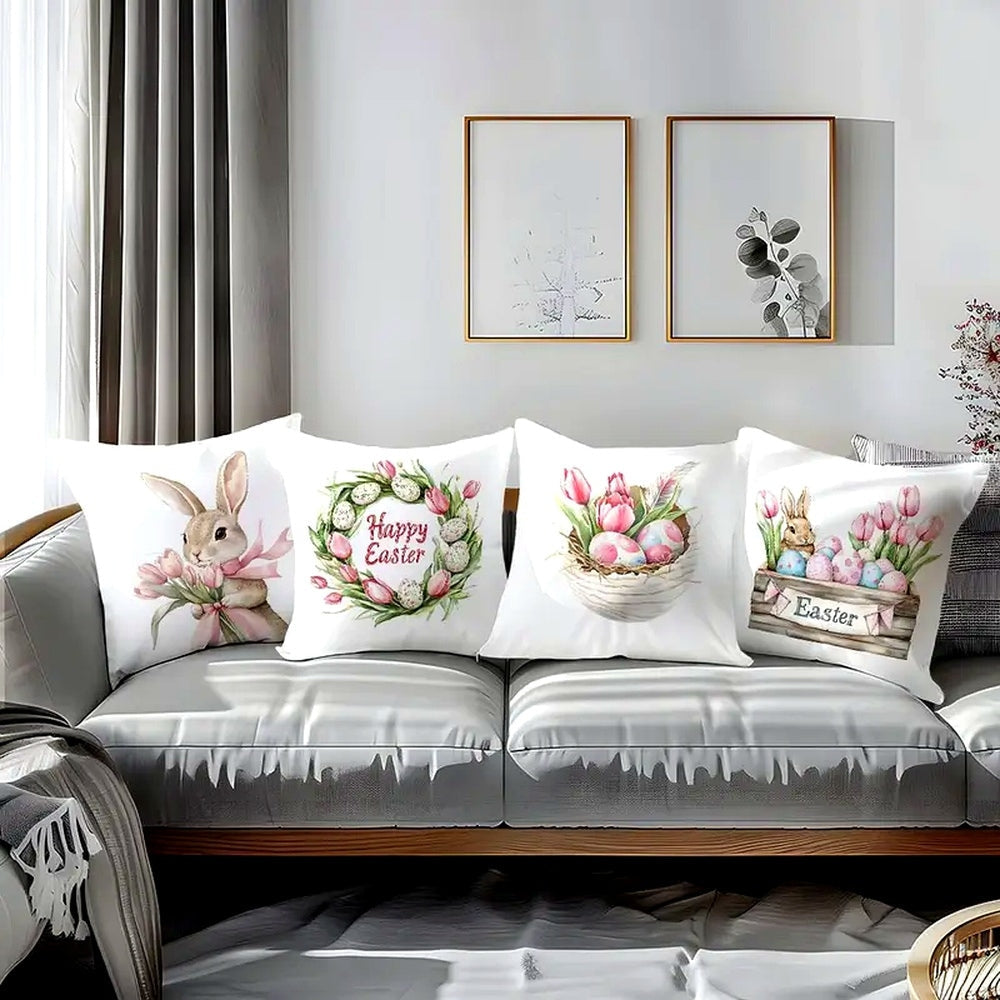 Spring Easter Cushion Covers, Set of 4 Floral Designs - product view 6