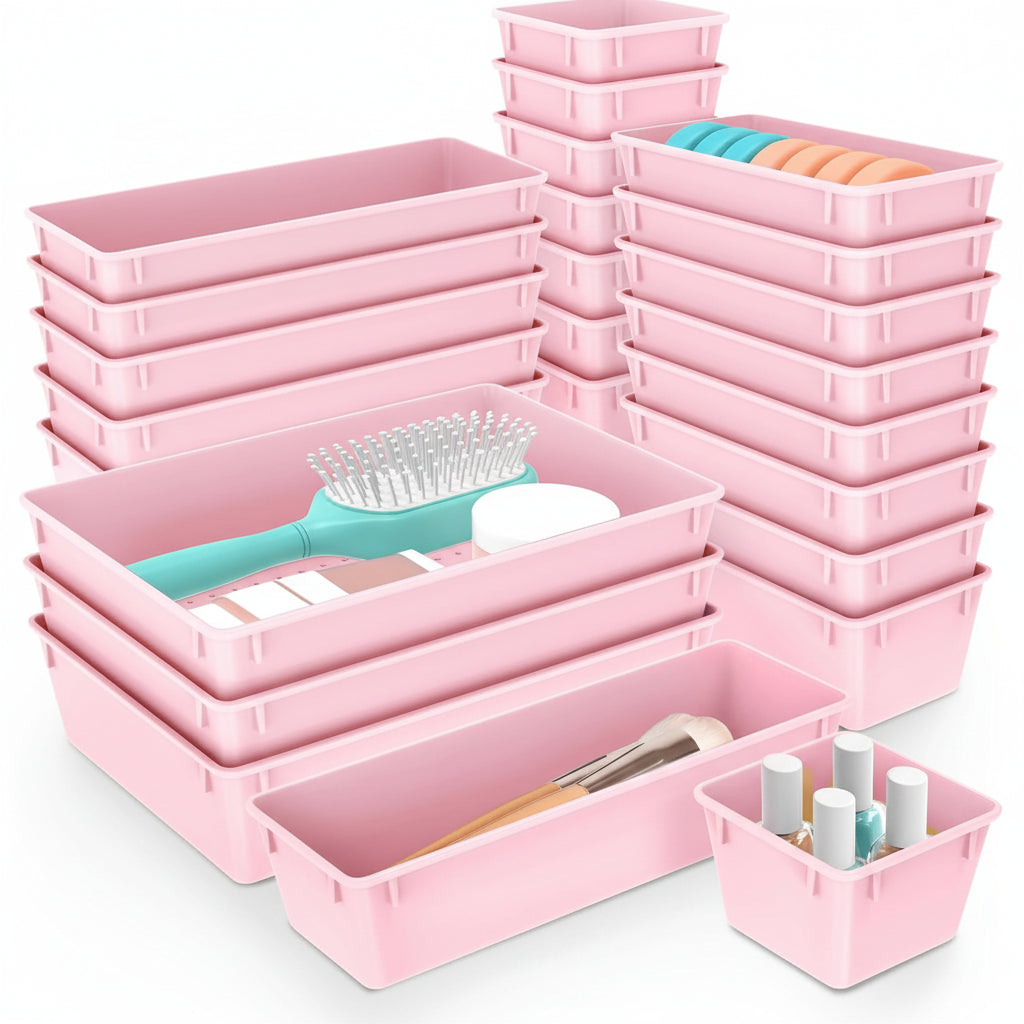 Drawer Organiser Plastic Storage Trays Set Kitchen Office Bathroom