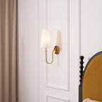 Antique Brass-Finish Wall Sconce with Fabric Shade - view 10