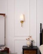 Antique Brass-Finish Wall Sconce with Fabric Shade - view 6