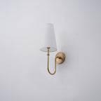 Antique Brass-Finish Wall Sconce with Fabric Shade - view 7
