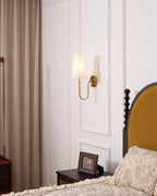 Antique Brass-Finish Wall Sconce with Fabric Shade - view 19