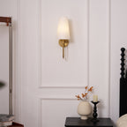 Antique Brass-Finish Wall Sconce with Fabric Shade - view 11